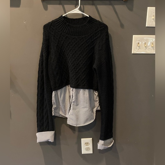 Anthropologie size large beautiful mixed media sweater blouse great condition - Picture 1 of 5